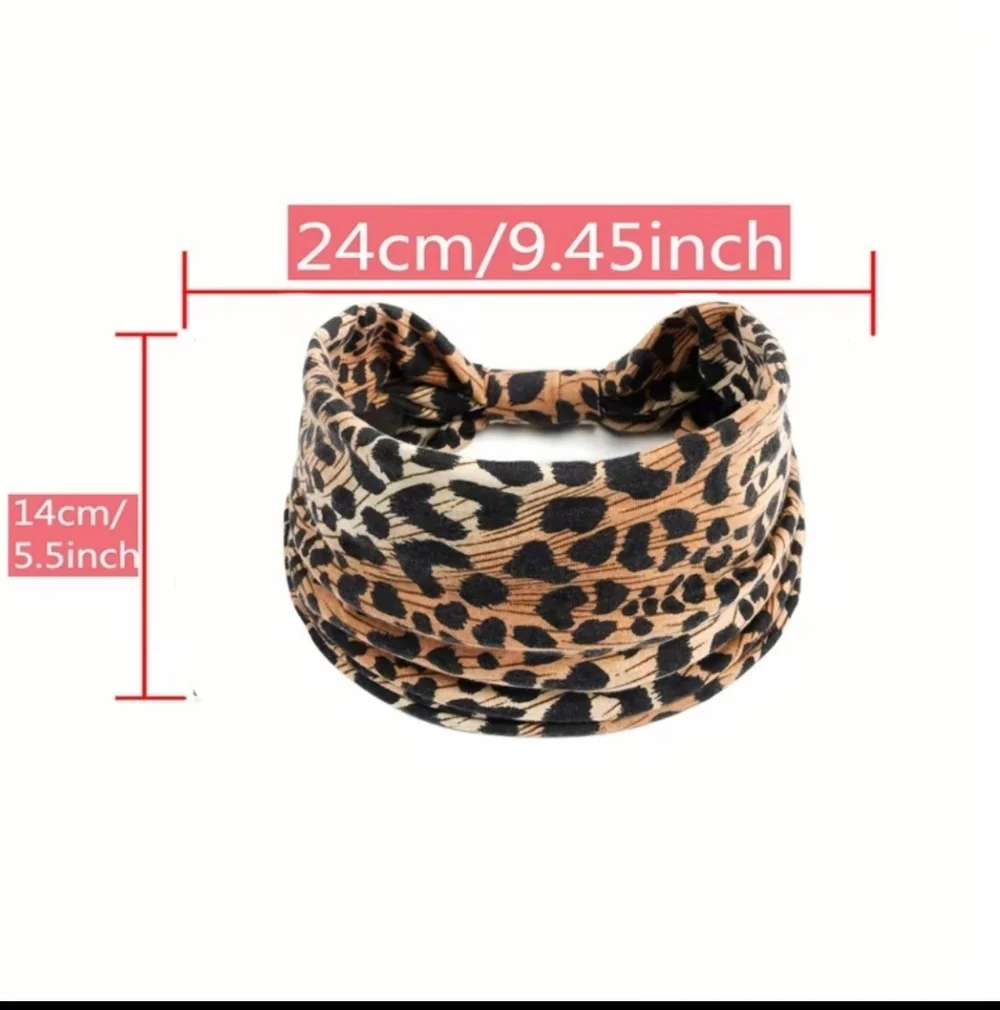 Leopard Print Headband, Wide, Spandex Knit